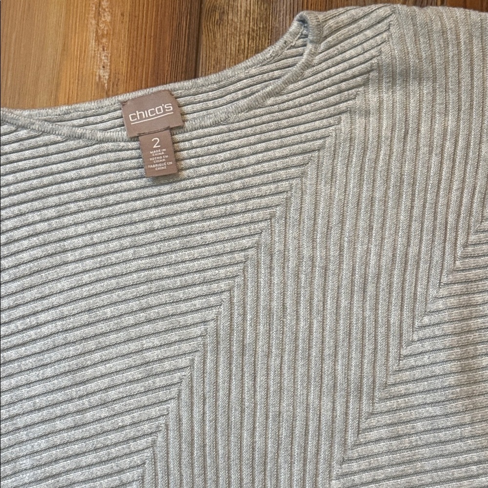Chicos Light Gray Textured Sweater 2 - Picture 2 of 3